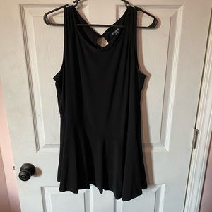 Asymmetrical Cut Black Tank Top